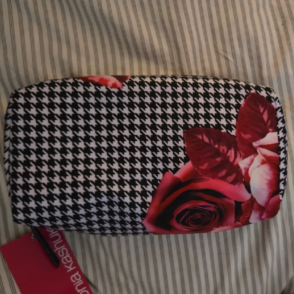 2 Sonia Kashuk Black and Red Floral Makeup Bags